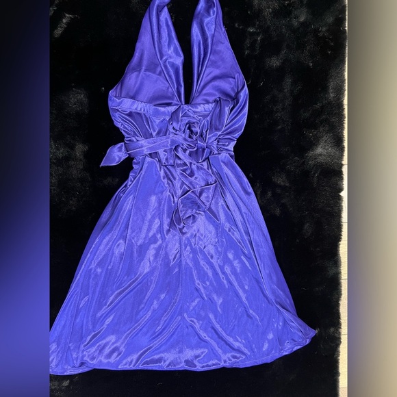MyMichelle Purple Halter Dress Satin Shine Party Cocktail Y2K Rhinestone Small - Picture 8 of 8